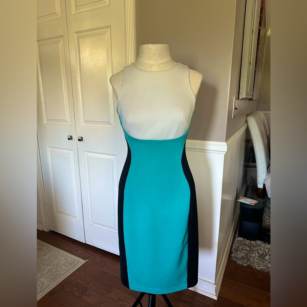 Maggot London Teal Black and White Colorblock Dress size 6